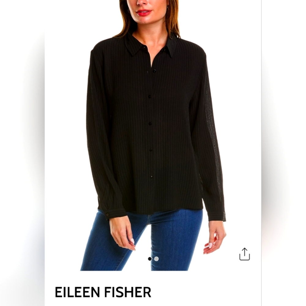 Eileen Fisher classic collar 100%silk